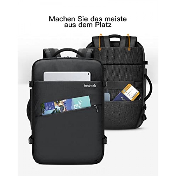 Inateck 40L 초대형 핸드 러기지 여행용 배낭 15.6-17 인치 노트북용 노트북 배낭, 위켄더 블랙용 비행 승인 배낭 캐빈 배낭