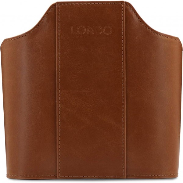 Londo 가죽 리모컨 오거나이저 및 태블릿 수납 공간이 있는 홀더, 리모컨 홀더(황갈색) 및 빈 가죽 주머니 - Vide Poche - 가죽 트레이 오거나이저, 실용적인 보관함(황갈색)