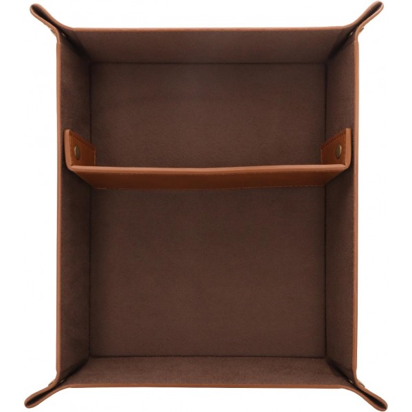 Londo 가죽 리모컨 오거나이저 및 태블릿 수납 공간이 있는 홀더, 리모컨 홀더(황갈색) 및 빈 가죽 주머니 - Vide Poche - 가죽 트레이 오거나이저, 실용적인 보관함(황갈색)