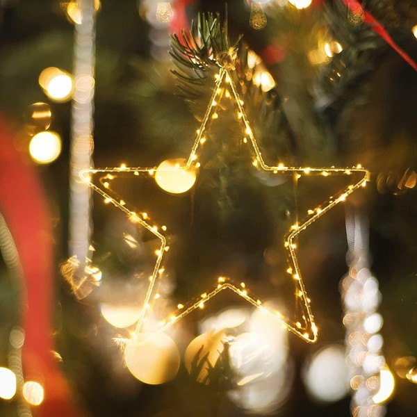 LED 크리스마스 스타 조명, SANDYBY 스타 창 조명 40 따뜻한 흰색 LED 조명 배터리 작동 장식 조명 Led 요정 조명 할로윈 웨딩 룸 파티 정원 크리스마스 장식, 2 팩