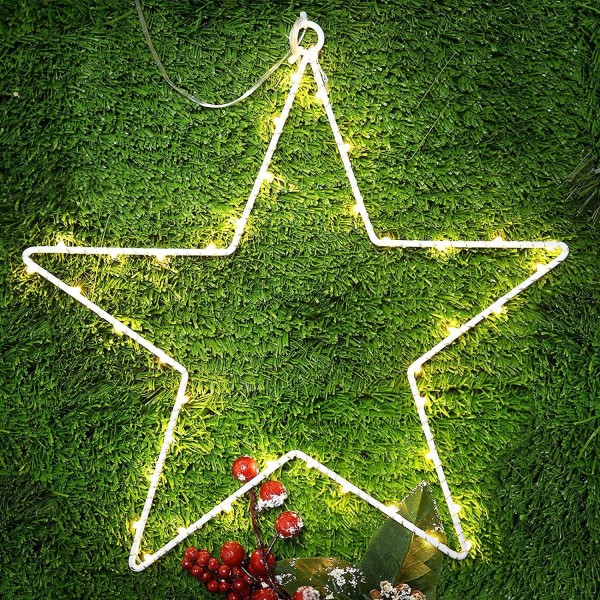 LED 크리스마스 스타 조명, SANDYBY 스타 창 조명 40 따뜻한 흰색 LED 조명 배터리 작동 장식 조명 Led 요정 조명 할로윈 웨딩 룸 파티 정원 크리스마스 장식, 2 팩