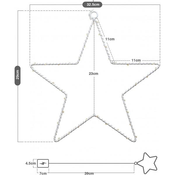 LED 크리스마스 스타 조명, SANDYBY 스타 창 조명 40 따뜻한 흰색 LED 조명 배터리 작동 장식 조명 Led 요정 조명 할로윈 웨딩 룸 파티 정원 크리스마스 장식, 2 팩