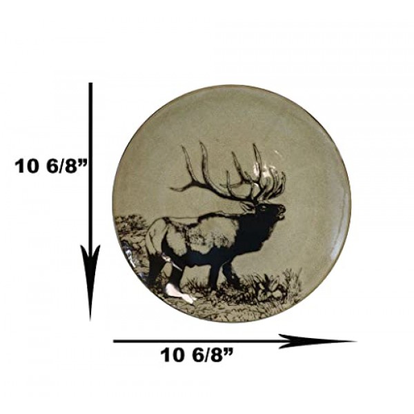 Ebros 동물 야생 동물 숲 거대한 황제 황소 엘크 추상 미술 대형 라운드 디너 플레이트 2 10.75