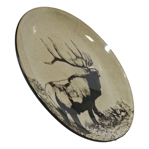 Ebros 동물 야생 동물 숲 거대한 황제 황소 엘크 추상 미술 대형 라운드 디너 플레이트 2 10.75