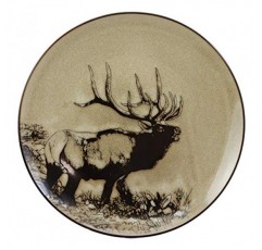 Ebros 동물 야생 동물 숲 거대한 황제 황소 엘크 추상 미술 대형 라운드 디너 플레이트 2 10.75