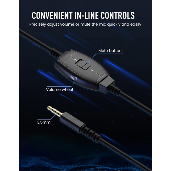 EKSA PC 헤드셋 및 Mikrofon, 게임용 헤드셋 및 소음 제거 마이크, 3,5mm 베이스 스테레오 사운드 PC용 PC 헤드셋 PS4 PS5 스위치 Xbox One 노트북 태블릿(E900, 녹색) Grün