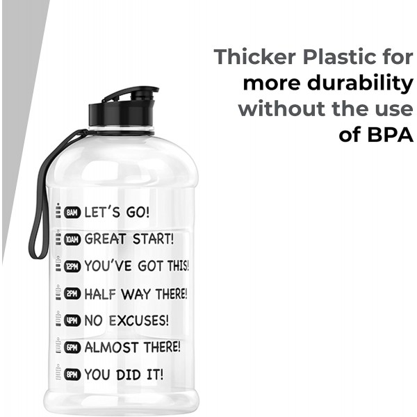 HYDRATE Tracker XL 저그 - 동기 부여 시간 표시가 있는 2.2리터 물병(2.2리터, 투명)