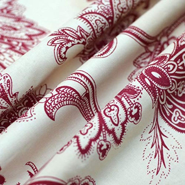 FADFAY 800수 100% 이집트 면 우아한 모란 무늬 베개 커버(표준 사이즈 19× 29인치, 빨간색)