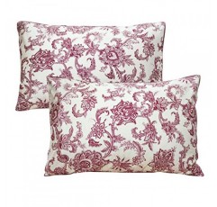 FADFAY 800수 100% 이집트 면 우아한 모란 무늬 베개 커버(표준 사이즈 19× 29인치, 빨간색)