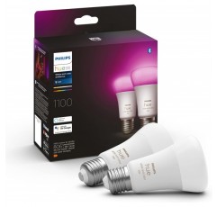 Philips Hue White & Col. Amb. E27 더블 팩 2x800lm 75W + 스마트 버튼, 설치 없이 편안한 밝기 조절