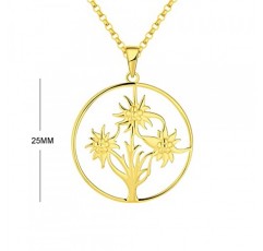 JO WISDOM 여성용 목걸이 에델바이스 실버 925 체인 펜던트 여성용 꽃 주얼리