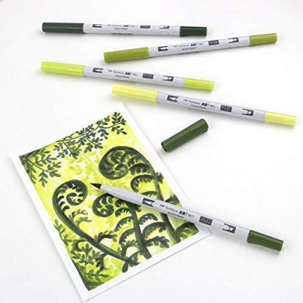 Tombow ABTP-5P-6 알코올 기반 마커 ABT PRO(두 팁 녹색 색상 포함)
