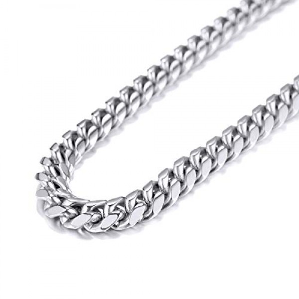GOLDCHIC JEWELRY 스테인레스 스틸 컴팩트 쿠바 체인 와이드 6/10/14 mm의 클래식 남성용 체인, 실버/골드/블랙 3가지 색상, 다양한 길이 46-76 cm의 남성용 스테인레스 스틸 컴