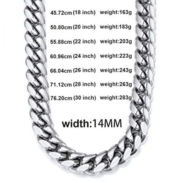 GOLDCHIC JEWELRY 스테인레스 스틸 컴팩트 쿠바 체인 와이드 6/10/14 mm의 클래식 남성용 체인, 실버/골드/블랙 3가지 색상, 다양한 길이 46-76 cm의 남성용 스테인레스 스틸 컴