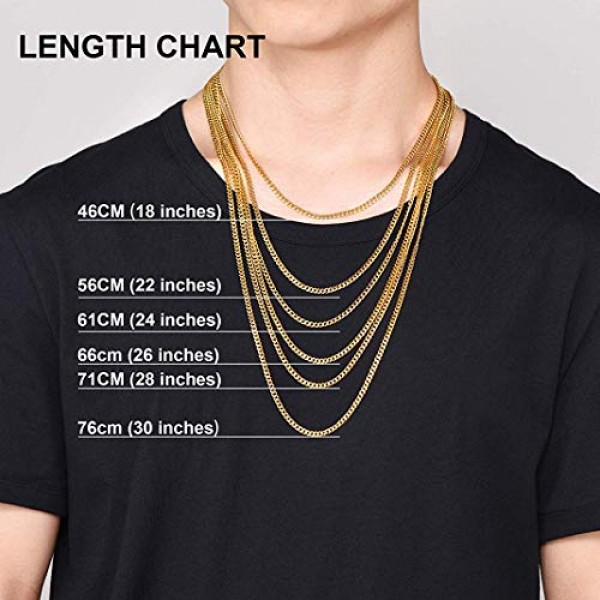 GOLDCHIC JEWELRY 스테인레스 스틸 컴팩트 쿠바 체인 와이드 6/10/14 mm의 클래식 남성용 체인, 실버/골드/블랙 3가지 색상, 다양한 길이 46-76 cm의 남성용 스테인레스 스틸 컴