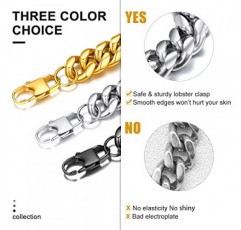 GOLDCHIC JEWELRY 스테인레스 스틸 컴팩트 쿠바 체인 와이드 6/10/14 mm의 클래식 남성용 체인, 실버/골드/블랙 3가지 색상, 다양한 길이 46-76 cm의 남성용 스테인레스 스틸 컴