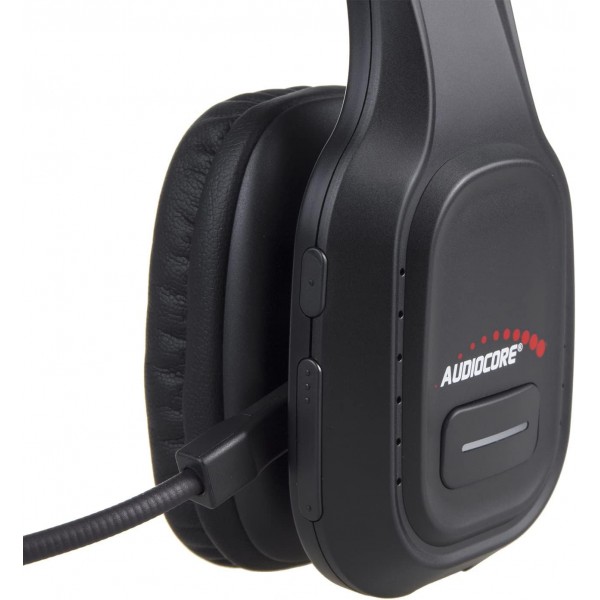 Audiocore AC864 콜센터 오버이어 헤드폰용 소음 제거 마이크가 있는 Bluetooth 헤드셋 32시간 통화 시간 Google Assistant 및 Siri와 호환되는 핸즈프리 무선