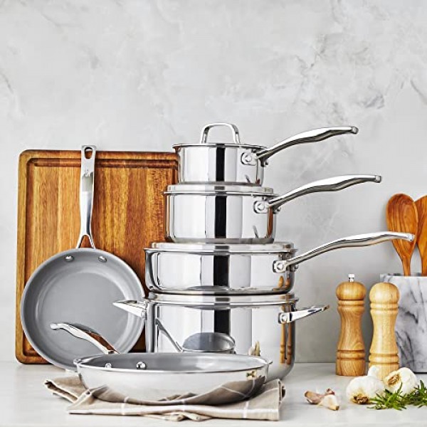 Henckels Clad Alliance 10개 세라믹 조리기구 세트, 뚜껑이 있는 더치 오븐, 모든 쿡탑과 호환 가능, 인덕션 조리기구, 400°F까지 오븐 안전