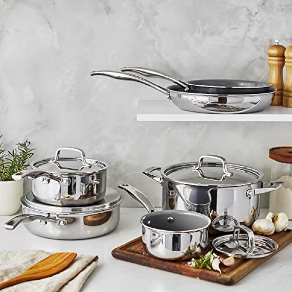 Henckels Clad Alliance 10개 세라믹 조리기구 세트, 뚜껑이 있는 더치 오븐, 모든 쿡탑과 호환 가능, 인덕션 조리기구, 400°F까지 오븐 안전