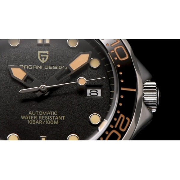 Pagani Design 007 모델 남성용 자동 시계, NH35 무브먼트, 회전 가능, 세라믹 베젤, 스테인레스 스틸, 방수, 자동식, 시계