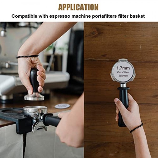 2Pcs 1.7mm 및 1.0mm 두께 49mm 에스프레소 퍽 스크린, 스테인레스 스틸 소결 메쉬 에스프레소 포터 필터 바구니 용 재사용 가능한 필터 하단 샤워 스크린 연락처 스크린 커