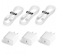 iPhone 15 Pro Max 충전기, FFJHSIO 3Pack 20W iPhone 15 고속 충전 플러그 iPhone 15 Plus/15 Pro/iPad Pro 12.9/11인치 2022/2021/2020,Air 5th/용 6FT USB C-C 케이블 코드가 포함된 브릭 USB C 벽 블록 4