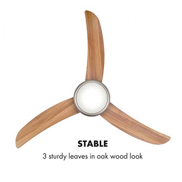 Klarstein El Paso 천장 선풍기 - 2-in-1: 팬 및 천장 조명, 직경: 132 cm, 블레이드 3개, 공기 유량: 10.344 m³/h, 3단계 속도 설정, 갈색