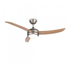 Klarstein El Paso 천장 선풍기 - 2-in-1: 팬 및 천장 조명, 직경: 132 cm, 블레이드 3개, 공기 유량: 10.344 m³/h, 3단계 속도 설정, 갈색