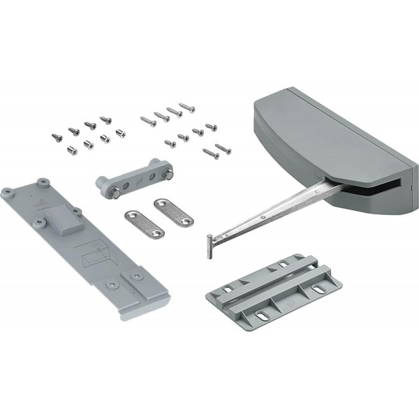 HETTICH 9238125 Wing-Line Pull to Move 쉽게 여는 지지대 무거운 왼쪽(미닫이문 고정 장치), 접이식 미닫이 문이 있는 수납장용 플라스틱 회색, 은색