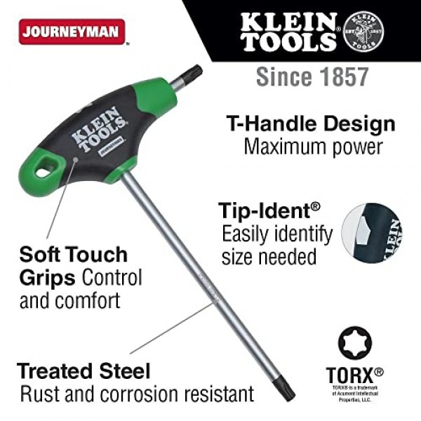 Klein Tools JTH67T 육각 키 세트, TORX T 핸들 육각 키 알렌 렌치 세트(6인치 블레이드 포함), 스탠드 포함, 7피스