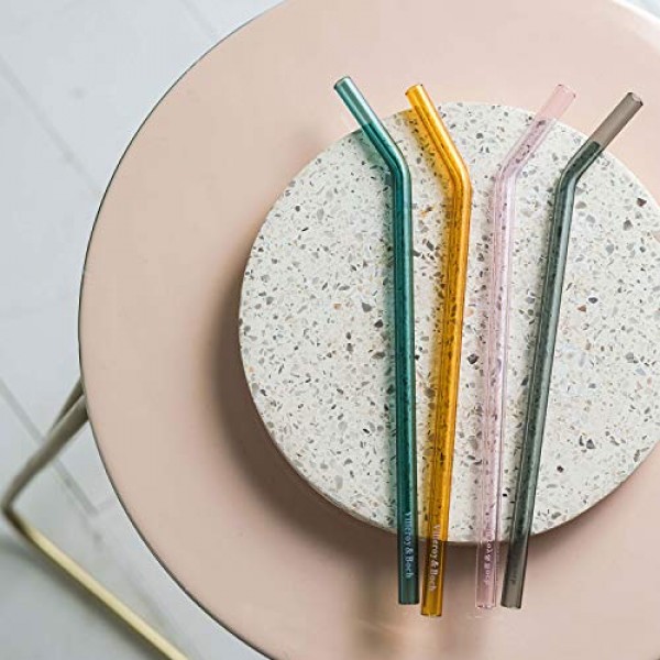 Villeroy & Boch Artesano Hot Beverages 유리 빨대 4개, 크리스탈 유리, 컬러