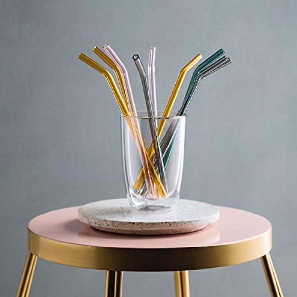 Villeroy & Boch Artesano Hot Beverages 유리 빨대 4개, 크리스탈 유리, 컬러