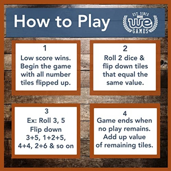 WE Games 4인용 뚜껑이 있는 셧더박스 주사위 보드 게임 - 천연 나무 - 대형 커피 테이블 크기 - 14인치, 교실, 집 또는 바에서 가족 및 성인 게임 야간 놀이용