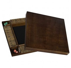 WE Games 4인용 뚜껑이 있는 셧더박스 주사위 보드 게임 - 천연 나무 - 대형 커피 테이블 크기 - 14인치, 교실, 집 또는 바에서 가족 및 성인 게임 야간 놀이용