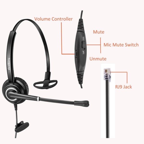 마이크 RJ9 RJ11 플러그가 있는 Emaiker 사무실 콜 센터 헤드셋 케이블 Cisco IP 전화 전용 794X 796X 797X 69XX 시리즈 및 8811,8841,8851,8861,8941,8945,8961,9951,9971 등… Binaural 809DQDC