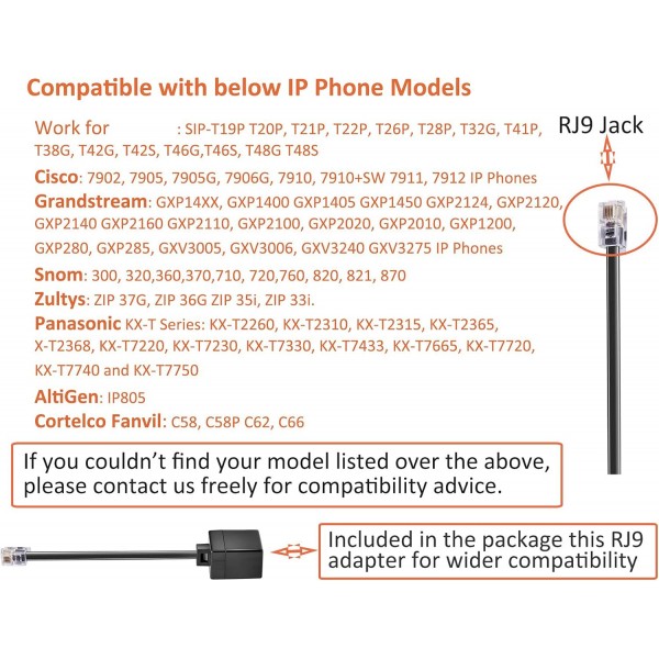 마이크 RJ9 RJ11 플러그가 있는 Emaiker 사무실 콜 센터 헤드셋 케이블 Cisco IP 전화 전용 794X 796X 797X 69XX 시리즈 및 8811,8841,8851,8861,8941,8945,8961,9951,9971 등… Binaural 809DQDC