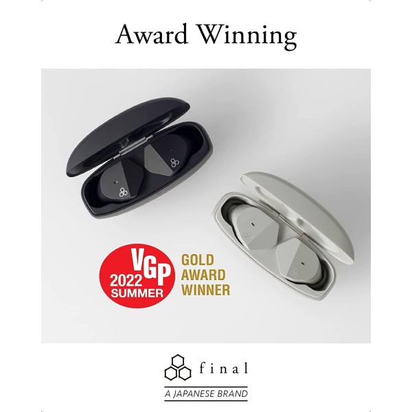 final ZE2000 - 진정한 무선 이어버드 - 최대 35시간 음악 재생 - IPX4 - aptX 적응형 - 터치 센서 - 무손실 음악 형식 지원 - 자동 페어링 - 일본에서 설계(매트 블랙)