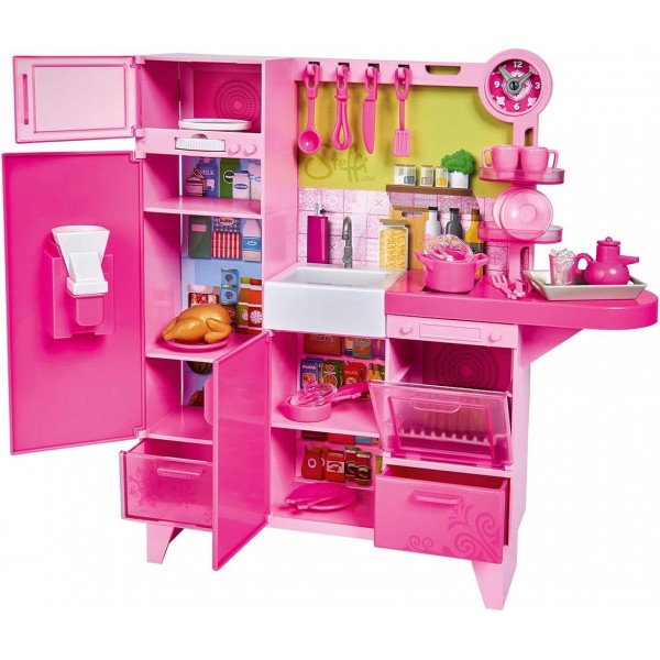 심바 105733342 - 스테피 러브 키친 스튜디오, 주방과 냉장고, 전자렌지, 가스렌지의 훌륭한 기능을 갖춘 스테피, 30개 이상의 부품, 29cm, 3년