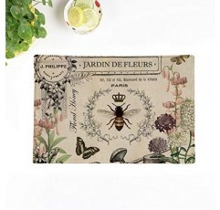 4 Placemats 세트 여왕 현대 빈티지 프랑스 꿀벌 Wateringcan 골동품 허니 크라운 18x12.5 인치 파티 장식 부엌 저녁 식사 테이블 매트에 대한 미끄럼 방지 빨 장소 매트