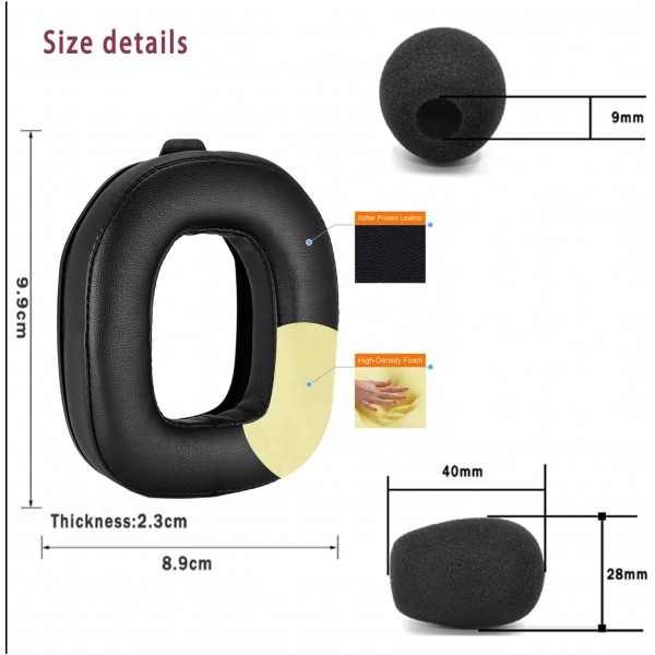 Astro 게임용 Yaowanguan A40 TR 이어 패드 A40 TR 유선 게임용 헤드셋 헤드 밴드 마이크 폼 여분의 두꺼운 이어 커버 컵 패드 교체용 천 블랙 통기성 천 이어 패드 세트