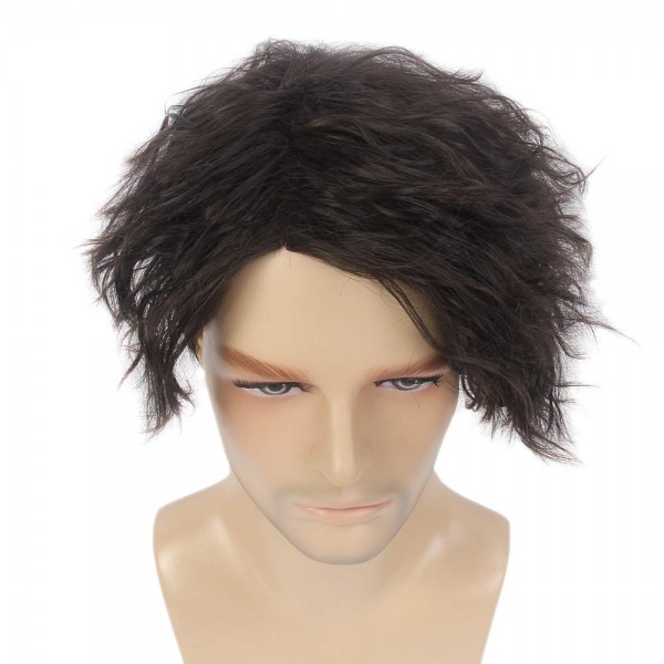 STfantasy 라이트 브라운 남성용 가발 짧은 Layayer 직조 합성 가발 남성용 소년 매일 사용 코스프레 파티 의상 및 할로윈 (#4)