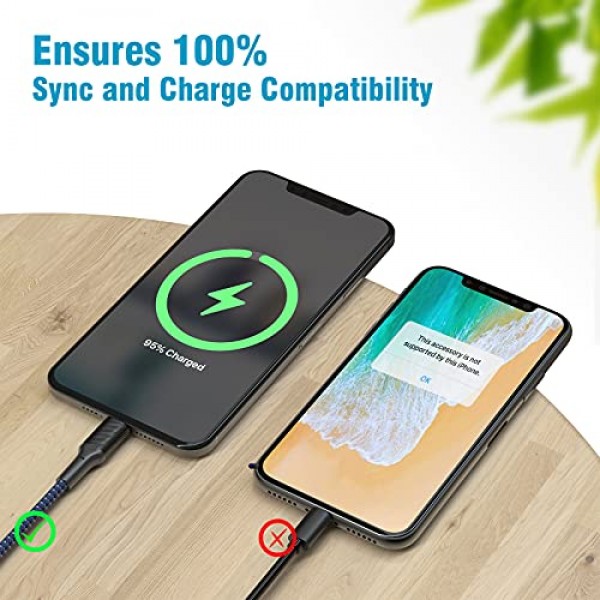 iPhone 충전기 케이블 10피트 5팩,[Apple MFi 인증] iPhone 12/11/11 Pro/X/Xs Max/XR/8/8 Plus/7/6/6s/SE/5c/용 긴 라이트닝 케이블 10피트 iPhone 충전 코드 5s/5 아이패드 에어 2/미니 에어팟