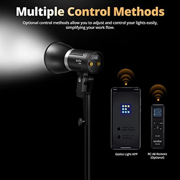 Godox ML60Bi ML60 Bi 60W 이중 색상 LED 조명 무음 모드 휴대용 밝기 조정 지원 리튬 이온 실외 LED 조명(2X NP970 리튬 배터리 포함)