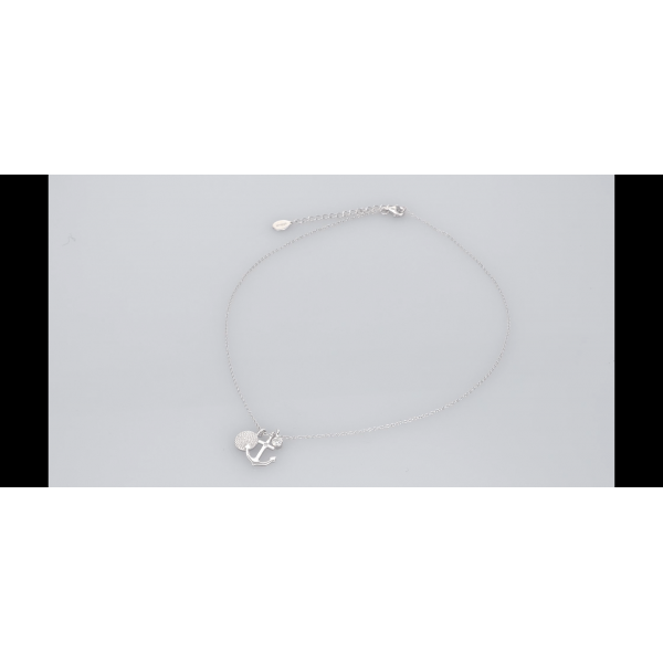 s.Oliver So Pure 여성용 목걸이 45 cm 앵커 펜던트 포함 로듐 도금 925 실버 및 화이트 지르코니아