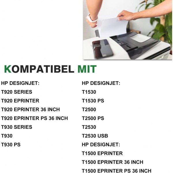 KELNG 727 잉크 카트리지는 HP DesignJet T1500 ePrinter PS 36인치 T1500 T1530 PS T2500 T2530 USB T920 T930 시리즈 프린터 카트리지(팩 MBK) PBk C M Y G용 HP 727 프린터 카트리지와 호환됩니다.