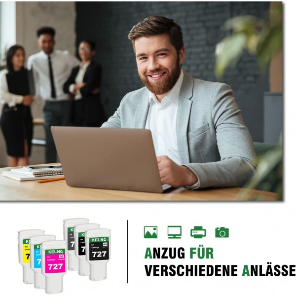 KELNG 727 잉크 카트리지는 HP DesignJet T1500 ePrinter PS 36인치 T1500 T1530 PS T2500 T2530 USB T920 T930 시리즈 프린터 카트리지(팩 MBK) PBk C M Y G용 HP 727 프린터 카트리지와 호환됩니다.