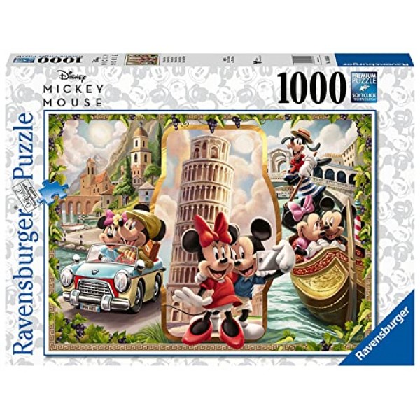 Ravensburger 디즈니 미키 마우스: 휴가 미키와 미니 성인을 위한 1000피스 직소 퍼즐 - 모든 조각은 독특하며 Softclick 기술로 조각이 완벽하게 맞습니다.