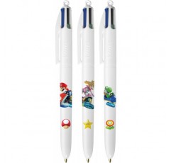 BIC Mario Kart 개폐식 볼펜 미디엄 포인트(1.0mm) 모듬 장식 팩 3개