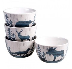 국제 인증된 Fluidity Lodge 5.25인치 아이스크림/디저트 그릇, 다양한 디자인 4개 세트