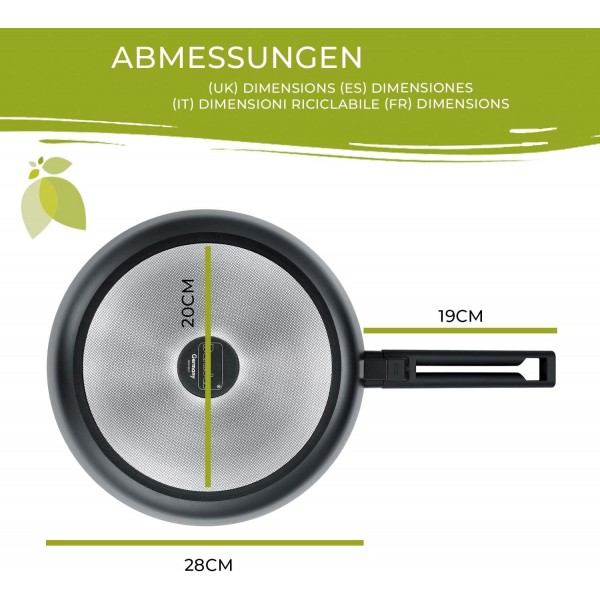 Berndes Smart 28 cm 013317 프라이팬 Starter Alu Induction b.Nature, 긁힘 방지 석영 코팅 팬, 인덕션에 적합, 28 cm, 알루미늄, 흰색 28 cm 프라이팬